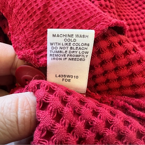 Cabela’s Red Large Waffle Knit Button Up Jacket Women’s Size XL - Picture 6 of 6